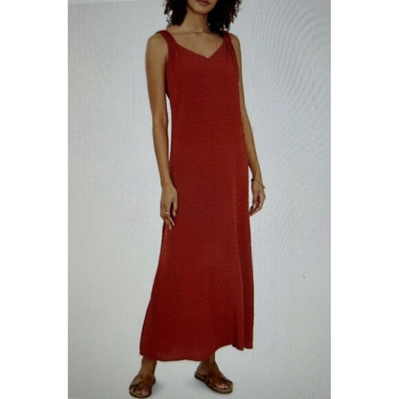 VINCE CAMUTO Tie It Up! Maxi Clip Dot Tank Summer Dress In Rust Size XL - Picture 1 of 16